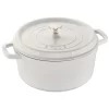 Staub Cast Iron 7-qt Round Cocotte - White, Made in France