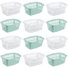 Sterilite 12459412 1.5 Bushel 53 Liter Rectangular Laundry Basket, White & Aqua Chrome, Assorted, 12-Pack , Green