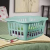 Sterilite 12459412 1.5 Bushel 53 Liter Rectangular Laundry Basket, White & Aqua Chrome, Assorted, 12-Pack , Green