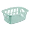 Sterilite 12459412 1.5 Bushel 53 Liter Rectangular Laundry Basket, White & Aqua Chrome, Assorted, 12-Pack , Green