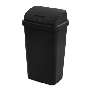 Sterilite 13 Gallon Swing Top Lid Wastebasket Trash Can, Black (8 Pack)
