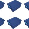 Sterilite 14447406 12 Gallon/45 Liter Latch and Carry, True Blue Lid & Base with Blue Aquarium Latches, 6-Pack