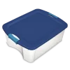 Sterilite 14449606 12 Gallon/45 Liter Latch and Carry, True Blue Lid & Clear Base with Blue Aquarium Latches, 6-Pack