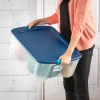 Sterilite 14449606 12 Gallon/45 Liter Latch and Carry, True Blue Lid & Clear Base with Blue Aquarium Latches, 6-Pack