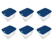 Sterilite 14469606 18 Gallon/68 Liter Latch and Carry, True Blue Lid and Clear Base with Blue Aquarium Latches, (6 Count) Pack of 1