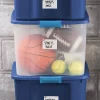 Sterilite 14469606 18 Gallon/68 Liter Latch and Carry, True Blue Lid and Clear Base with Blue Aquarium Latches, (6 Count) Pack of 1