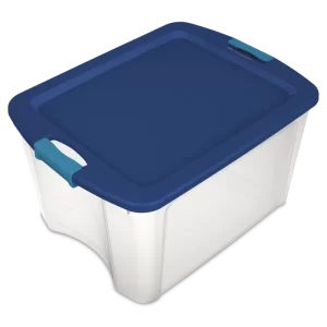 Sterilite 14469606 18 Gallon/68 Liter Latch and Carry, True Blue Lid and Clear Base with Blue Aquarium Latches, (6 Count) Pack of 1