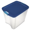 Sterilite 14489604 26 Gallon/98 Liter Latch and Carry, True Blue Lid and Clear Base with Blue Aquarium Latches, Pack of 4