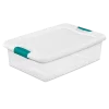 Sterilite 14968006 32 quart/30 L Latching Box with Clear Base, White Lid and Colored Latches, 6-Pack