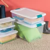 Sterilite 14968006 32 quart/30 L Latching Box with Clear Base, White Lid and Colored Latches, 6-Pack