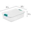 Sterilite 14968006 32 quart/30 L Latching Box with Clear Base, White Lid and Colored Latches, 6-Pack