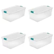Sterilite 14998004 106 Quart White Clear Plastic Storage Box With Blue Aquarium Latches 4