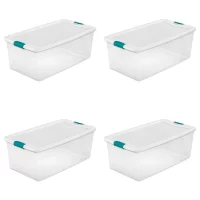 Sterilite 14998004 106 Quart White Clear Plastic Storage Box With Blue Aquarium Latches 4