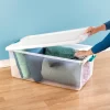 Sterilite 14998004 106 Quart White/Clear Plastic Storage Box With Blue Aquarium Latches 4 Sterilite 14998004 106 Quart White Clear Plastic Storage Box With Blue Aquarium Latches 4