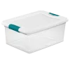 Sterilite 15 Qt./14 L Latching Box Clears, Quart, White, 12 Piece
