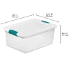 Sterilite 15 Qt./14 L Latching Box Clears, Quart, White, 12 Piece