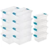 Sterilite 16 qt. Plastic Deep Clip Storage Box Container in Clear, 8 Pack and Medium Clip Box in Clear, 4 Pack