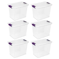 Sterilite 19889804 70 Quart Ultra Latch Box, Clear, 4-Pack