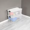 Sterilite 19909804 116 Quart/110 Liter Ultra Latch Box, Clear with a White Lid and Black Latches, 4-Pack