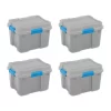 Sterilite 20 Gallon Plastic Home Storage Container Tote Box, Gray Blue, (4 Pack)
