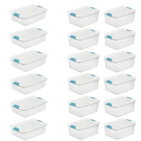 Sterilite 32 Qt Latch Lid Tote, 6 Pack, & 15 Qt Latch Lid Tote, 12 Pack