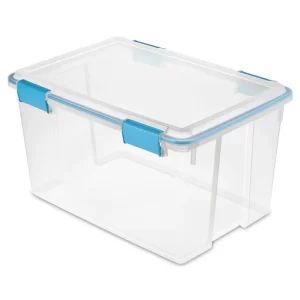 Sterilite 54 Qt. Gasket Box in Clear with Blue Latches, (12-Pack)