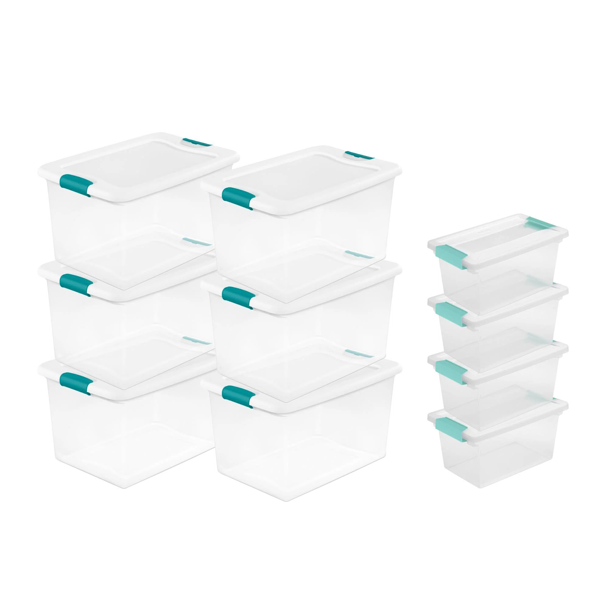  Sterilite Medium Clip Box, Stackable Small Storage Bin with  Latching Lid, Plastic Container to Organize Office, Crafts, Clear Base and  Lid, 12-Pack