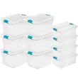 Sterilite 64 Quart Large Stackable Latching Tote Box (6 Pack) and Deep Clip Box (4 Pack)