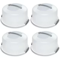 Sterilite Cake Server See-Through Lid, White Base, 4-Pack
