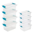 Sterilite Clear Storage Medium Clip Boxes with Lid + Lg Deep Clip Boxes (4 Each)