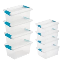 Sterilite Clear Storage Medium Clip Boxes with Lid + Lg Deep Clip Boxes (4 Each)