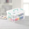 Sterilite Convenient Home 2-Tiered Layer Stack Carry Storage Box, Clear (4 Pack)