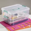Sterilite Convenient Home 2-Tiered Layer Stack Carry Storage Box, Clear (4 Pack)