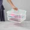 Sterilite Convenient Home 2-Tiered Layer Stack Carry Storage Box, Clear (4 Pack)