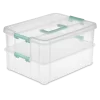 Sterilite Convenient Home 2-Tiered Layer Stack Carry Storage Box, Clear (4 Pack)