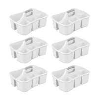 Sterilite Divided Storage Ultra Caddy with 4 Compartments and Handles in White (6-Pack)