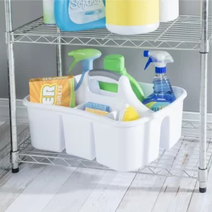 Sterilite Divided Storage Ultra Caddy with 4 Compartments and Handles in White (6-Pack)