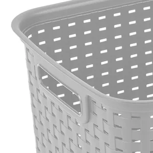 Sterilite Gray Tall Weave Plastic Laundry Hamper Storage Basket (12-Pack)