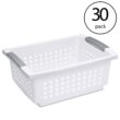 Sterilite Medium Sized Stackable Household Storage Basket, White (30 Pack)