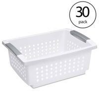 Sterilite Medium Sized Stackable Household Storage Basket, White (30 Pack)