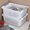 Sterilite Medium Sized Stackable Household Storage Basket, White (30 Pack)