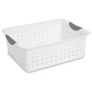 Sterilite Medium Ultra Plastic Storage Organizer Basket, White, (12 Pack)