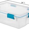 Sterilite Multipurpose 37 Quart Clear Plastic Under-Bed Storage Tote Bins with Secure Gasket Latching Lids for Home Organization, (4 Pack)
