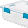 Sterilite Multipurpose 37 Quart Clear Plastic Under-Bed Storage Tote Bins with Secure Gasket Latching Lids for Home Organization, (4 Pack)