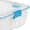 Sterilite Multipurpose 37 Quart Clear Plastic Under-Bed Storage Tote Bins with Secure Gasket Latching Lids for Home Organization, (4 Pack)