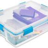 Sterilite Multipurpose 37 Quart Clear Plastic Under-Bed Storage Tote Bins with Secure Gasket Latching Lids for Home Organization, (4 Pack)