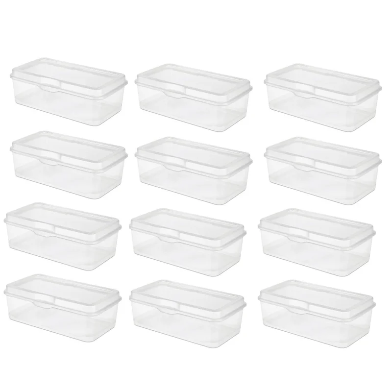 Sterilite Plastic Fliptop Latching Storage Box, Clear (12 Pack) 18038612