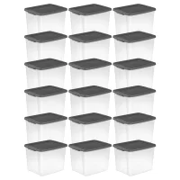 Sterilite ShelfTotes 50 Quart Latched Plastic Storage Container, (18 Pack)