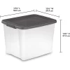 Sterilite ShelfTotes 50 Quart Latched Plastic Storage Container, (18 Pack)