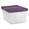 Sterilite Stackable 16 Quart Clear Home Storage Box with Handles and Purple Lid for Efficient Household Storage and Organization, (24 Pack)